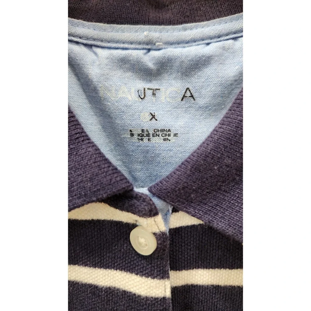 Nautica Girls Sleeveless Sailor Stripe Blue with collar‎ dress Size 6X